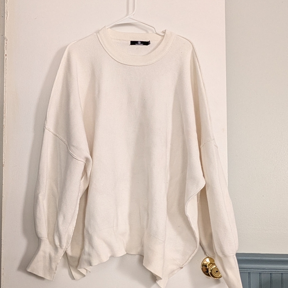 Elegant Cream Crew Neck Sweater 3XL
